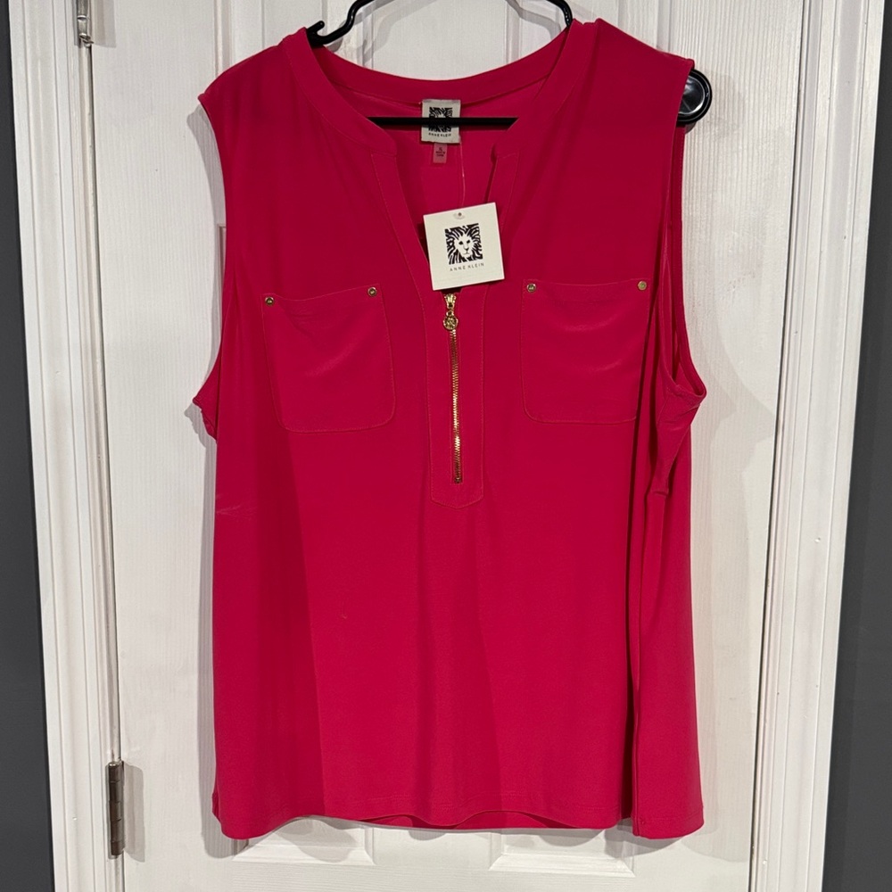 NWT Women's Anne Klein Bright Rose (Pink) Sleeveless Top